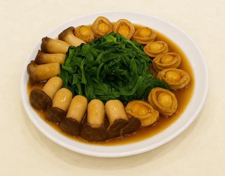 Abalone with mushroom and vegetables